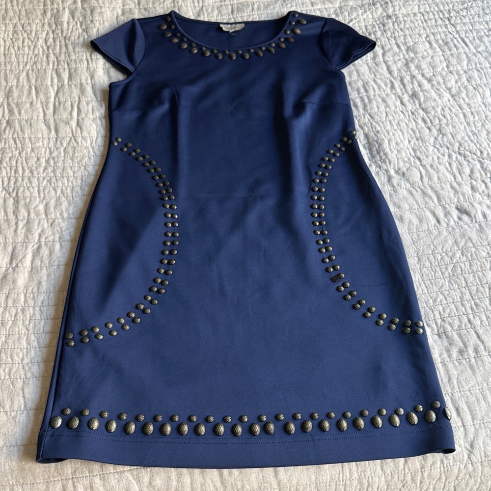 Eci Elegant Navy Studded Dress